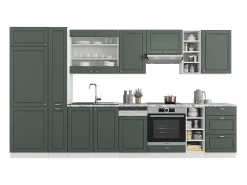 Mueble de cocina verde-dorado casa de campo/blanco 355x46x81.6 fame-line