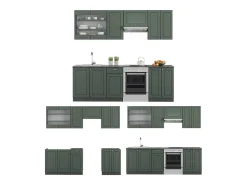 Mueble de cocina verde-dorado casa de campo/antracita 240x60x81.6 fame-line