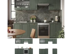 Mueble de cocina verde-dorado casa de campo/antracita 240x46x81.6 fame-line