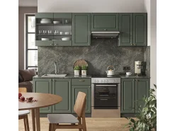 Mueble de cocina verde-dorado casa de campo/antracita 240x46x81.6 fame-line