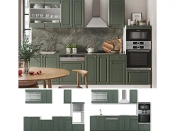 Mueble de cocina verde-dorado casa de campo/blanco 300x60x81.6 fame-line