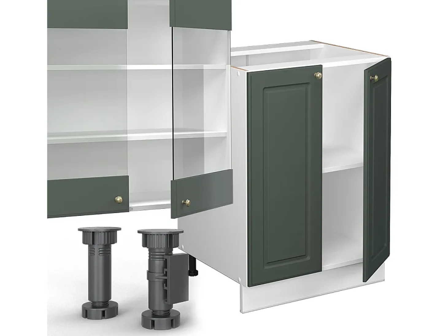 Mueble de cocina verde-dorado casa de campo/blanco 300x60x81.6 fame-line
