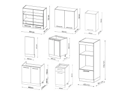 Mueble de cocina verde-dorado casa de campo/blanco 300x60x81.6 fame-line