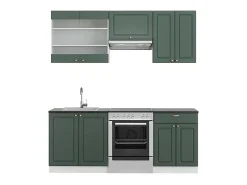 Mueble de cocina verde-dorado casa de campo/blanco 200x60x81.6 fame-line