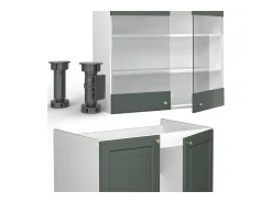 Mueble de cocina verde-dorado casa de campo/blanco 200x60x81.6 fame-line