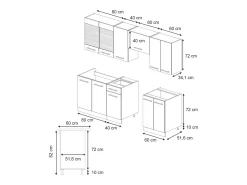 Mueble de cocina verde-dorado casa de campo/antracita 240x60x81.6 fame-line