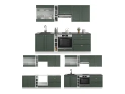 Mueble de cocina verde-dorado casa de campo/blanco 235x60x81.6 fame-line