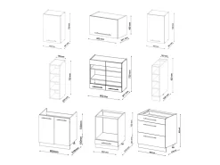 Mueble de cocina verde-dorado casa de campo/blanco 235x60x81.6 fame-line