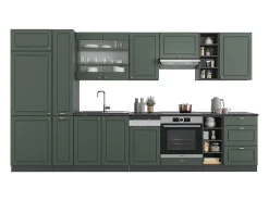 Mueble de cocina verde-dorado casa de campo/antracita 355x60x81.6 fame-line