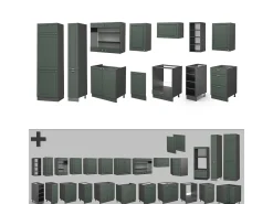 Mueble de cocina verde-dorado casa de campo/antracita 355x60x81.6 fame-line