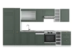 Mueble de cocina verde-dorado casa de campo/blanco 355x60x81.6 fame-line