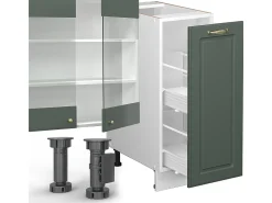 Mueble de cocina verde-dorado casa de campo/blanco 280x46x81.6 fame-line