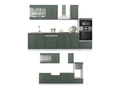 Mueble de cocina verde-dorado casa de campo/blanco 300x60x81.6 fame-line