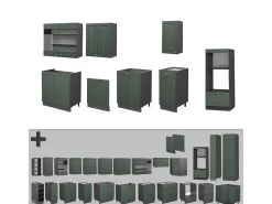 Mueble de cocina verde-dorado casa de campo/antracita 300x60x81.6 fame-line