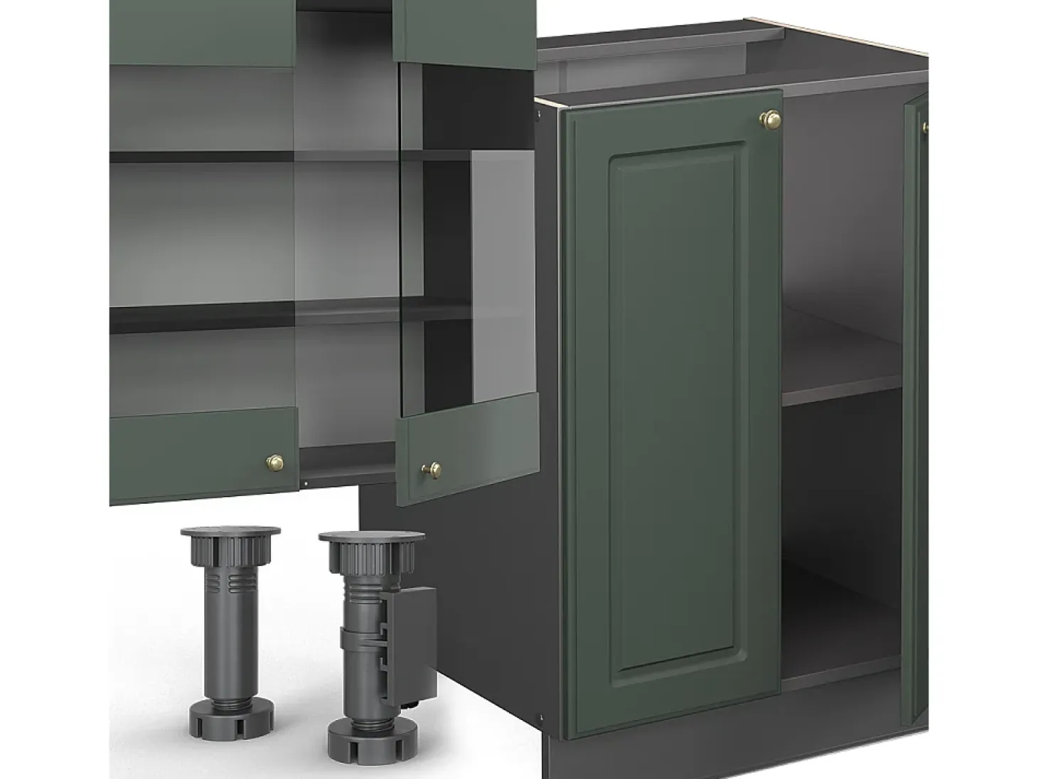 Mueble de cocina verde-dorado casa de campo/antracita 300x60x81.6 fame-line