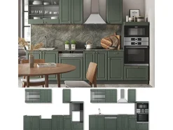 Mueble de cocina verde-dorado casa de campo/antracita 300x60x81.6 fame-line