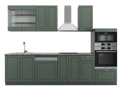 Mueble de cocina verde-dorado casa de campo/antracita 300x60x81.6 fame-line
