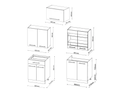 Mueble de cocina verde-dorado casa de campo/antracita 200x60x81.6 fame-line