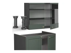 Mueble de cocina verde-dorado casa de campo/antracita 200x60x81.6 fame-line