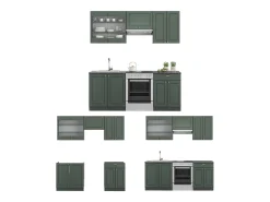 Mueble de cocina verde-dorado casa de campo/antracita 200x60x81.6 fame-line