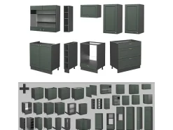 Mueble de cocina verde-dorado casa de campo/antracita 235x60x81.6 fame-line