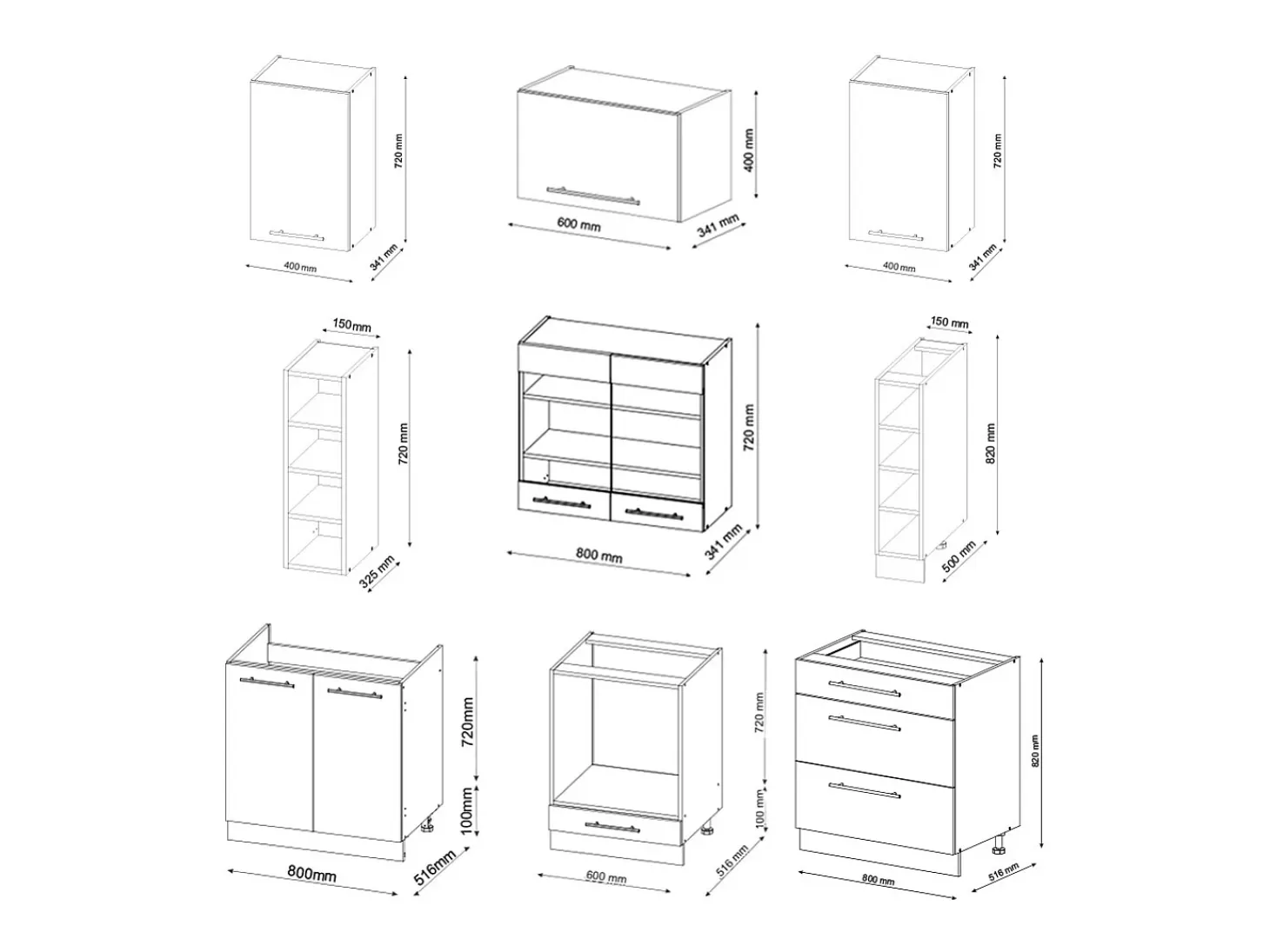 Mueble de cocina verde-dorado casa de campo/antracita 235x60x81.6 fame-line