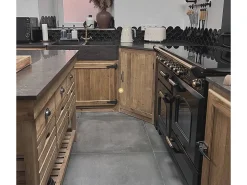 Mueble de Esquina Rústico de Madera Reciclada con Puerta y Estante para Cocina - Estilo Industrial