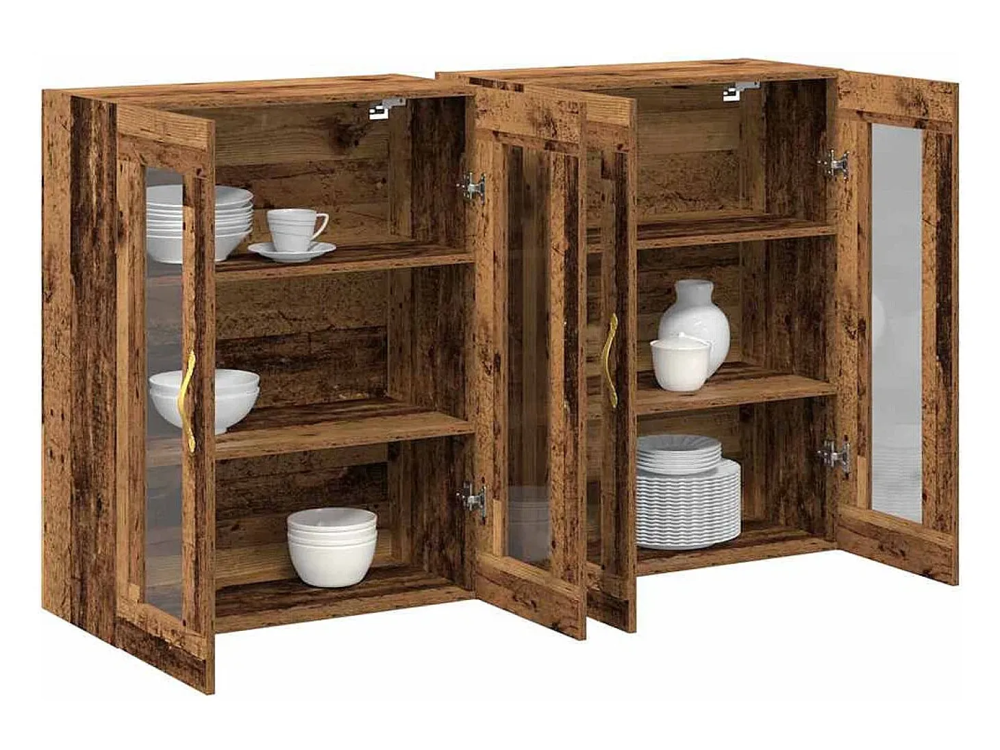 Mueble de pared de 2 piezas, madera antigua, 69,5 x 34 x 90 cm