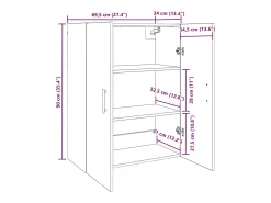 Mueble de pared de roble hecho a mano 69,5 x 34 x 90 cm