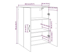 Mueble de pared de roble hecho a mano 69,5 x 34 x 90 cm