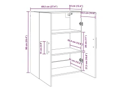 Mueble de pared marrón 69,5 x 34 x 90 cm Madera de ingeniería
