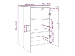 Mueble de pared marrón 69,5 x 34 x 90 cm Madera de ingeniería