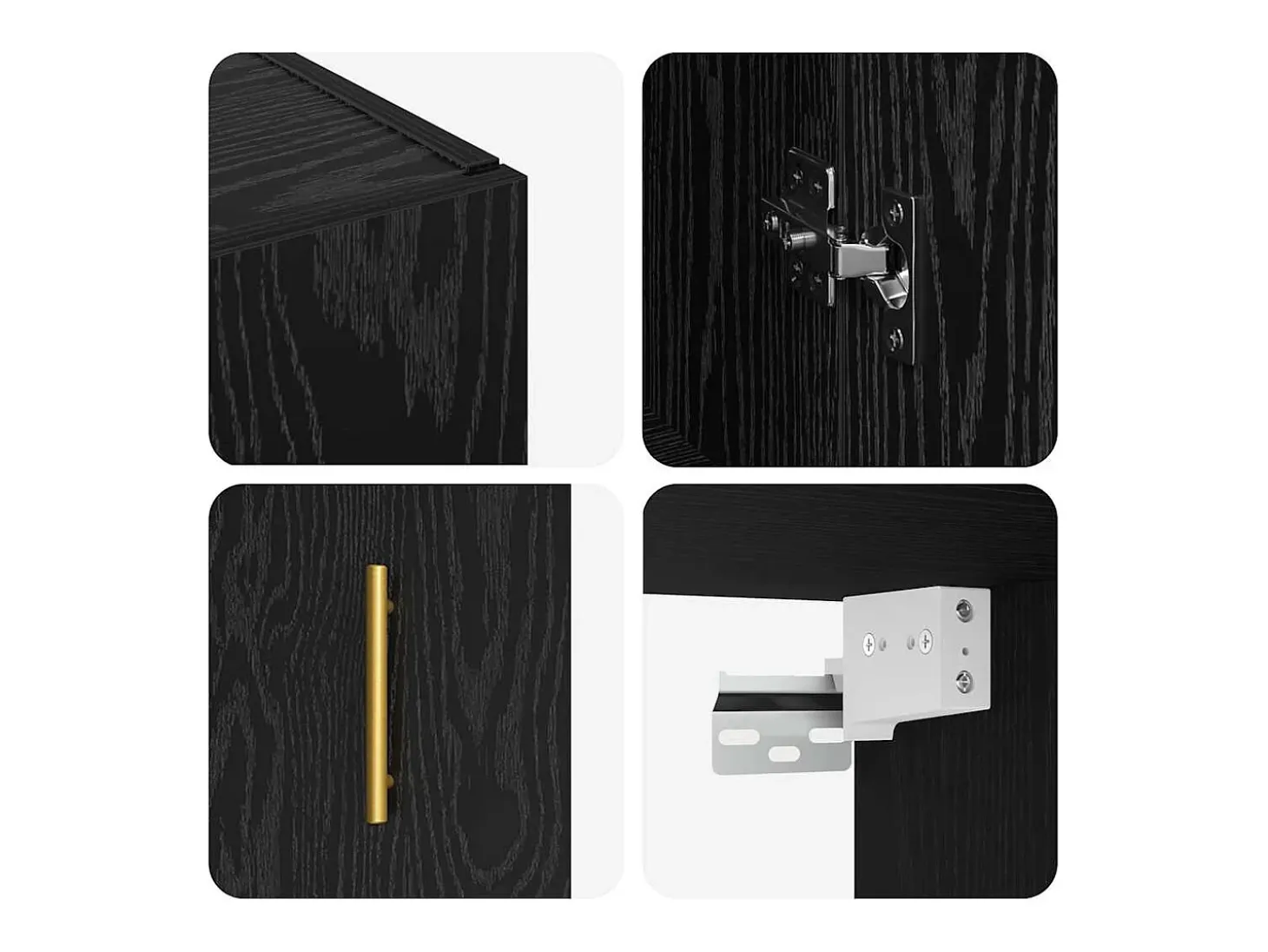 Mueble de pared negro 69,5 x 34 x 90 cm Madera de ingeniería