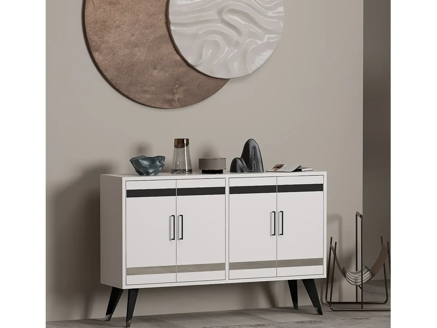 Mueble de TV – 120 cm x 30 cm x 80 cm – Blanco – Aglomerado