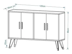 Mueble de TV – 120 cm x 30 cm x 80 cm – Blanco – Aglomerado