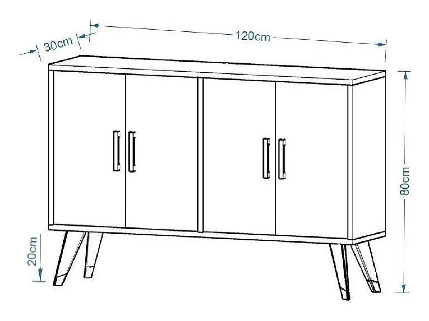 Mueble de TV – 120 cm x 30 cm x 80 cm – Blanco – Aglomerado