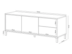 Mueble de TV con 2 Puertas y 2 Cajones de Estilo Moderno con Acabado en Color Blanco Artik y Roble - Dim: 47 x 130 x 41 cm
