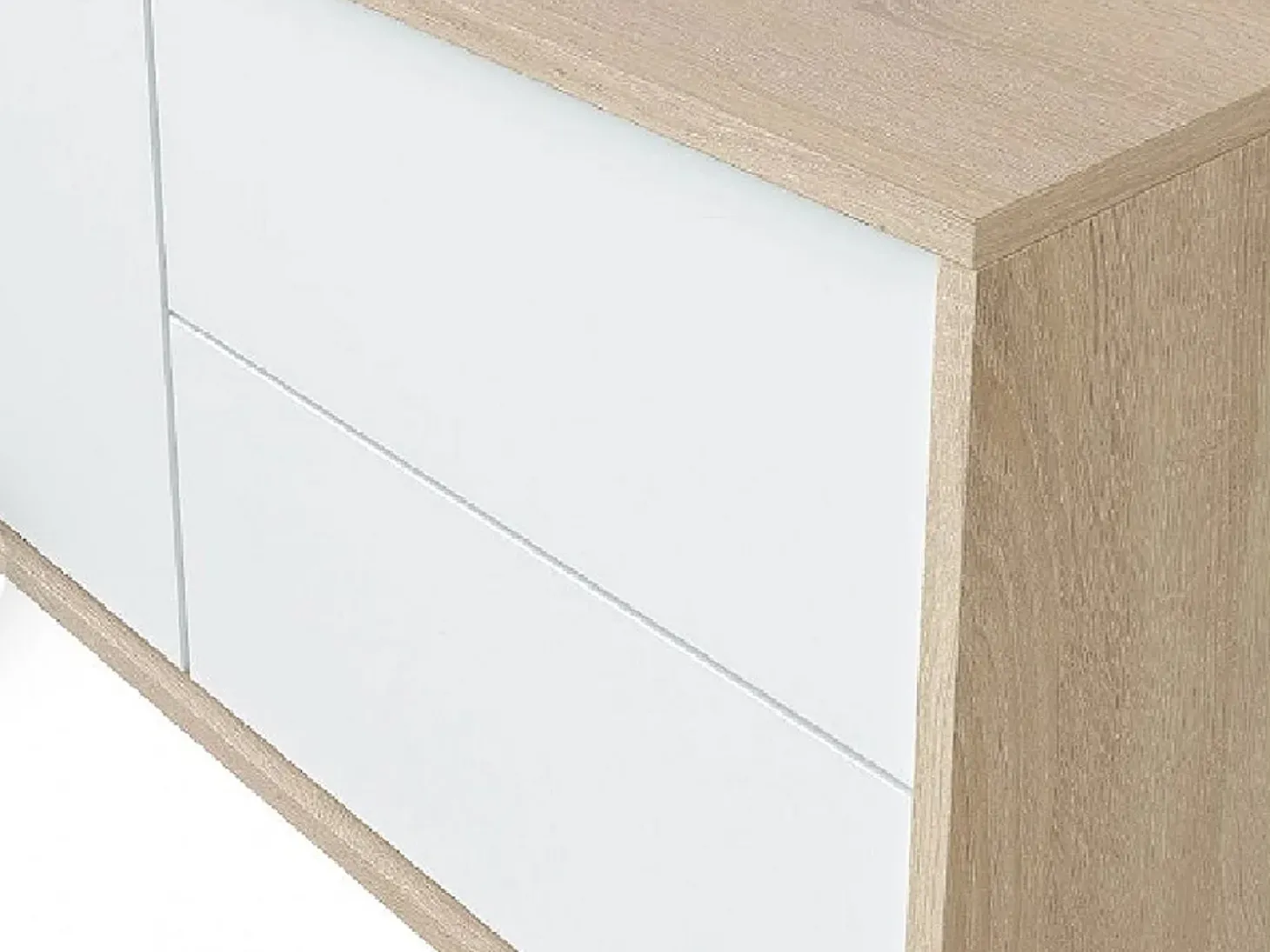 Mueble de TV con 2 Puertas y 2 Cajones de Estilo Moderno con Acabado en Color Blanco Artik y Roble - Dim: 47 x 130 x 41 cm
