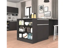 Mueble estantería de cocina Sole con 3 estantes, color antracita mate y report, 90 x 90 x 25 cm