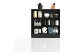 Mueble estantería de cocina Sole con 3 estantes, color antracita mate y report, 90 x 90 x 25 cm