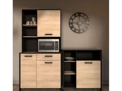 Mueble Microondas Industriale Cocina Roble Krokberg Negro 96x101 cm