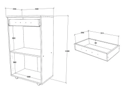 Mueble móvil de cocina haaus Arno, 1 cajón, 2 puertas, blanco, 60 x 35 x 100 cm