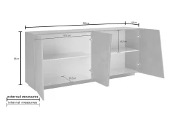 Mueble salón aparador 200 cm 4 compartimentos 2 puertas blanco brillante Vega Day
