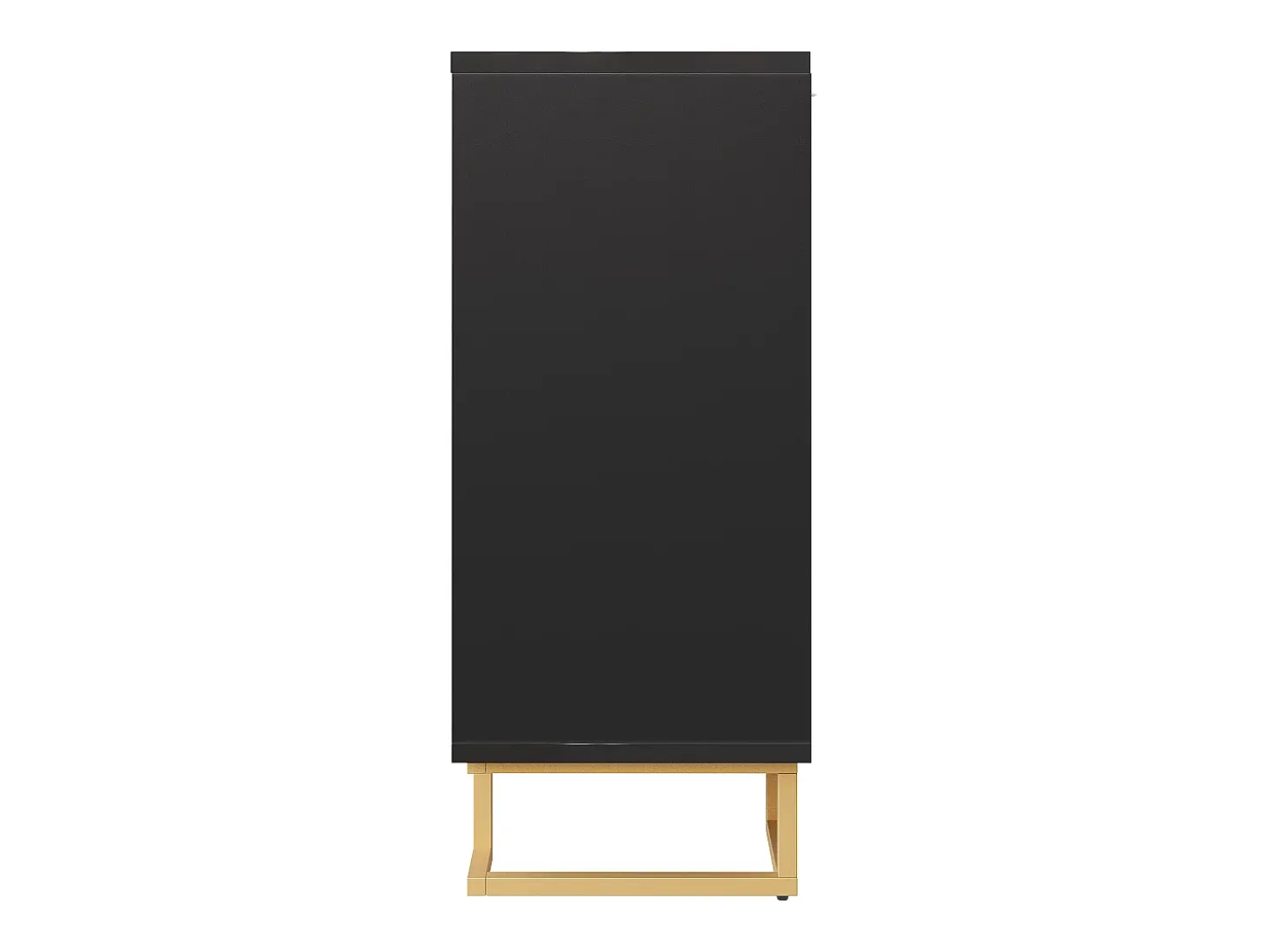 Mueble TV geométrico, diseño moderno, MDF, negro y dorado, con 2 puertas y 4 compartimentos (152x40x75 cm)