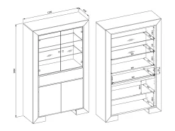 Mueble vajillero 4 puertas 1 cajón Lucius Madera y Negro
