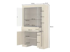Mueble vajillero 4 puertas 1 cajón Lucius Madera y Negro