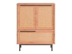 Mueble versátil aparador para cocina o zapatero con 3 puertas de madera de 75x36x90 cm Thaon - Beige Juta