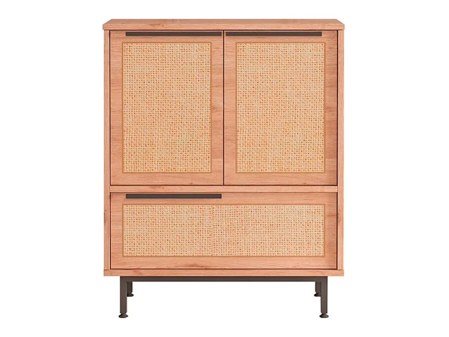 Mueble versátil aparador para cocina o zapatero con 3 puertas de madera de 75x36x90 cm Thaon - Beige Juta