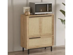 Mueble versátil aparador para cocina o zapatero con 3 puertas de madera de 75x36x90 cm Thaon - Beige Juta