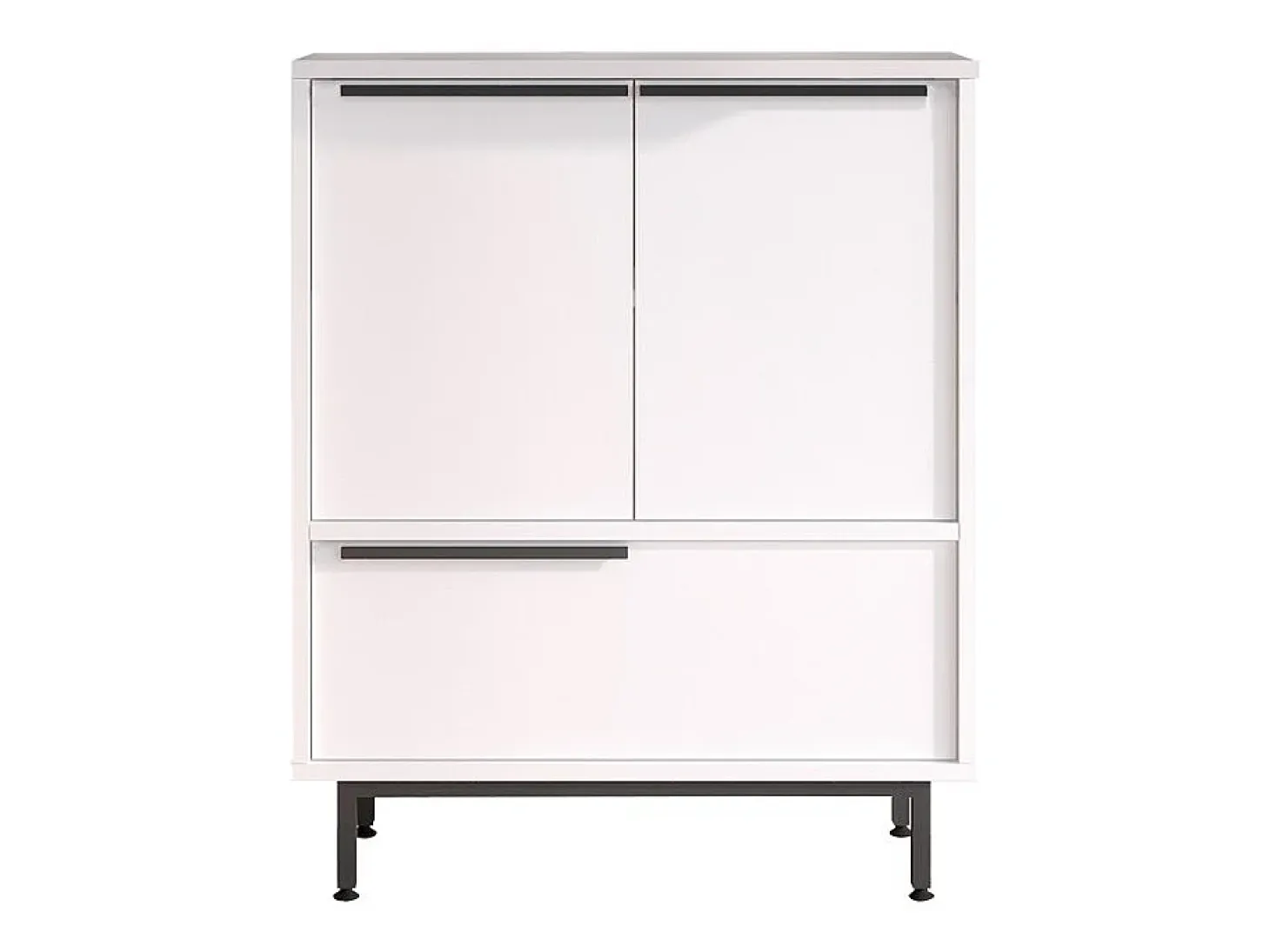 Mueble versátil aparador para cocina o zapatero con 3 puertas de madera de 75x36x90 cm Thaon - Blanco